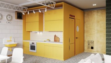 Фото - Нестандартная двушка 94 м² с желтой кухней и дизайнерской мебелью
